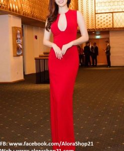 Đầm dạ hội màu đỏ thiết kế hở ngực sang trọng và nổi bật