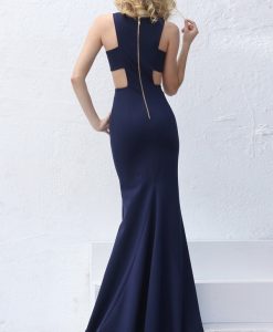 Váy dài xanh đen đơn giản sexy tôn dáng - D274