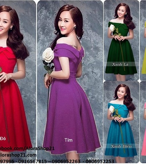 Đầm xòe dự tiệc thiết kế trễ vai dễ thương – DN150 Đầm xòe dự tiệc thiết kế trễ vai dễ thương – DN150