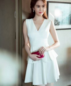 Đầm xòe hai tầng màu trắng xinh như Ngọc Trinh - DN207