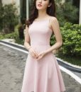 Đầm xòe 2 dây hồng dự tiệc xinh đẹp duyên dáng - DN215