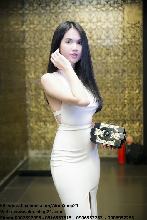 Váy trắng cut out ôm body tôn dáng sexy như Ngọc Trinh - D407