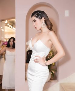 Váy dạ hội cúp ngực trắng ôm body cực sexy - D598