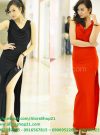Váy dạ hội dài sang trọng cổ đỗ xẻ đùi quyến rũ