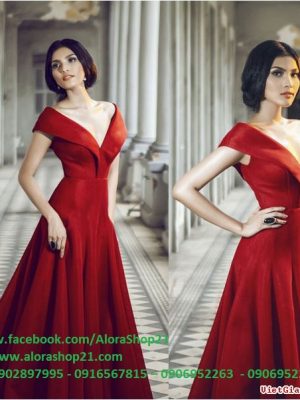 Đầm dạ hội bẹt vai hở V sang trọng quyến rũ