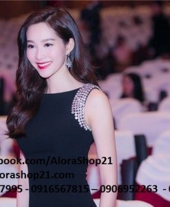 Đầm maxi dự tiệc màu đen sang trọng thiết kế xẻ đùi quyến rũ
