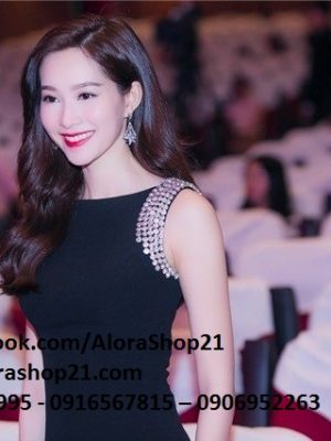 Đầm maxi dự tiệc màu đen sang trọng thiết kế xẻ đùi quyến rũ