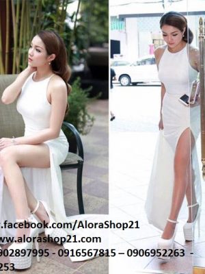 Đầm dạ hội cổ yếm xẻ đùi tôn dáng như Thủy Top