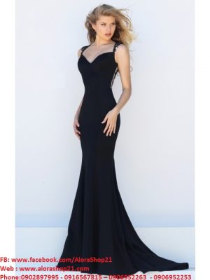 Váy dạ hội hở lưng phối ren sexy quyến rũ