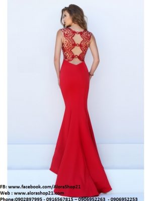 Váy dạ hội hở lưng phối ren sexy quyến rũ