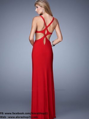 Đầm dạ hội 2 dây hở lưng cách điệu độc đáo