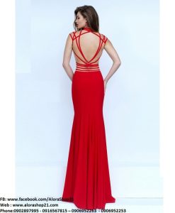 Váy dạ hội đen đan dây hở lưng quyến rũ - D255
