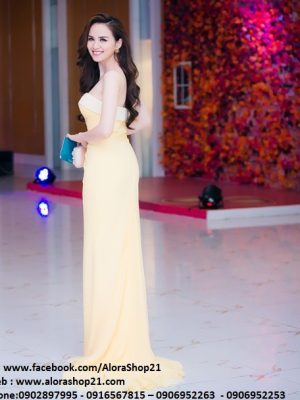 Đầm dạ hội vàng cúp ngực gợi cảm tôn dáng - D263