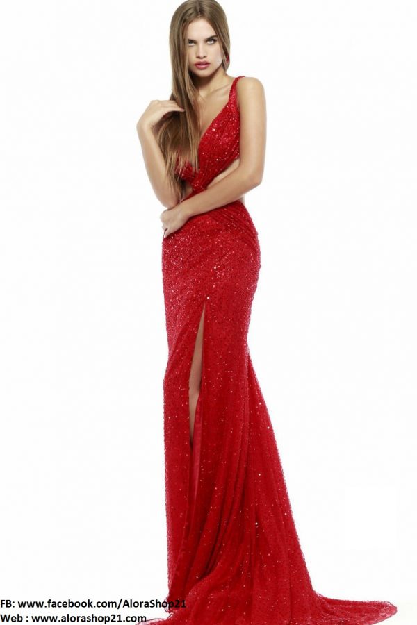 Váy dạ hội hở lưng xẻ đùi sexy tôn dáng - D271