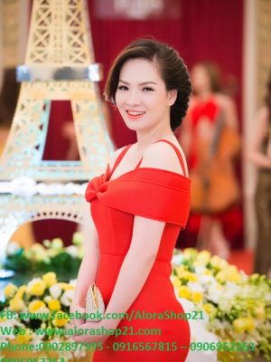 Đầm body trễ vai 2 dây dịu dàng xinh xắn