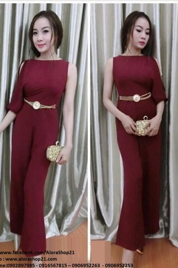 Jumpsuit cách điệu tay dài 1 bên sang trọng sành điệu – J03