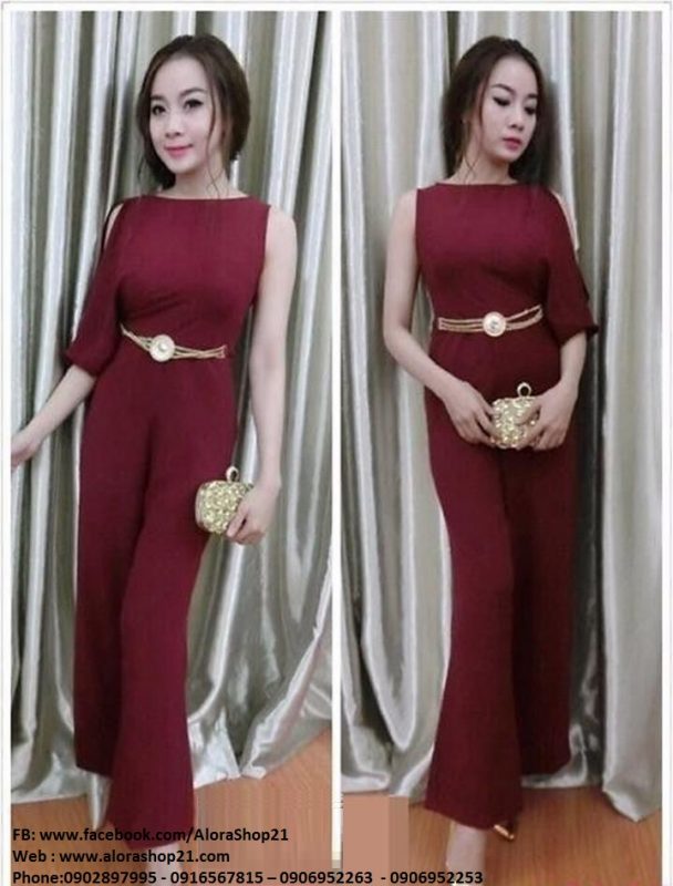 Jumpsuit cách điệu tay dài 1 bên sang trọng sành điệu