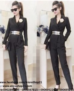 Jumpsuilt dài dạng vest màu nâu lạ và sang trọng