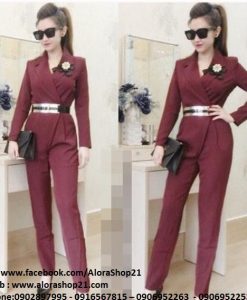 Jumpsuilt dài dạng vest màu nâu lạ và sang trọng