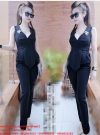 Set áo peplum cổ vest quần dài phối cực sang