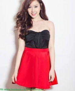 Chân váy xòe đỏ xinh xắn dễ thương