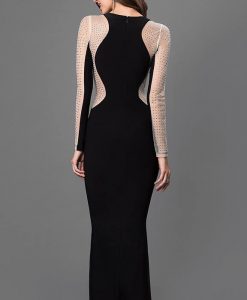 Đầm dạ hội đen tay dài sexy sang trọng quý phái - D287