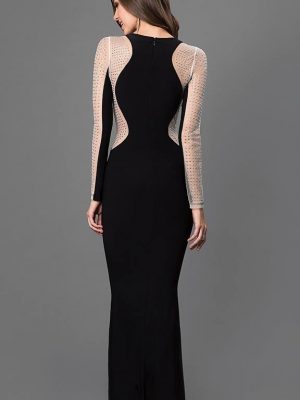 Đầm dạ hội đen tay dài sexy sang trọng quý phái - D287