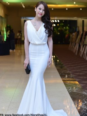 Đầm dạ hội kiểu cổ đổ thiết kế đuôi cá thời trang - D323