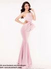 Váy dạ hội 2 dây phối nơ eo hồng pastel dễ thương tôn dáng- D343