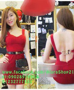 Đầm ôm màu đỏ sang trọng thiết kế cúp ngực cài khóa sau - DN09