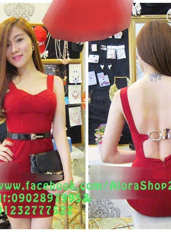 Đầm ôm màu đỏ sang trọng thiết kế cúp ngực cài khóa sau – DN09