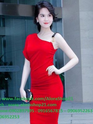 Đầm body lệch vai đơn giản tôn dáng như Ngọc Trinh - DN12