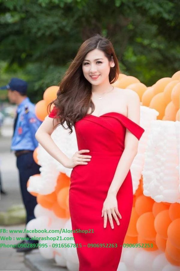 Đầm ôm trễ vai xinh xắn sexy như HH Tú Anh - DN14