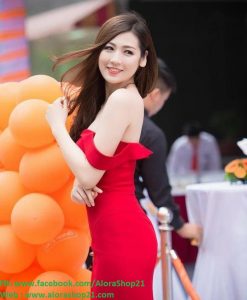 Đầm ôm trễ vai xinh xắn sexy như HH Tú Anh - DN14