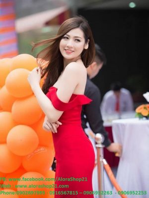 Đầm ôm trễ vai xinh xắn sexy như HH Tú Anh - DN14