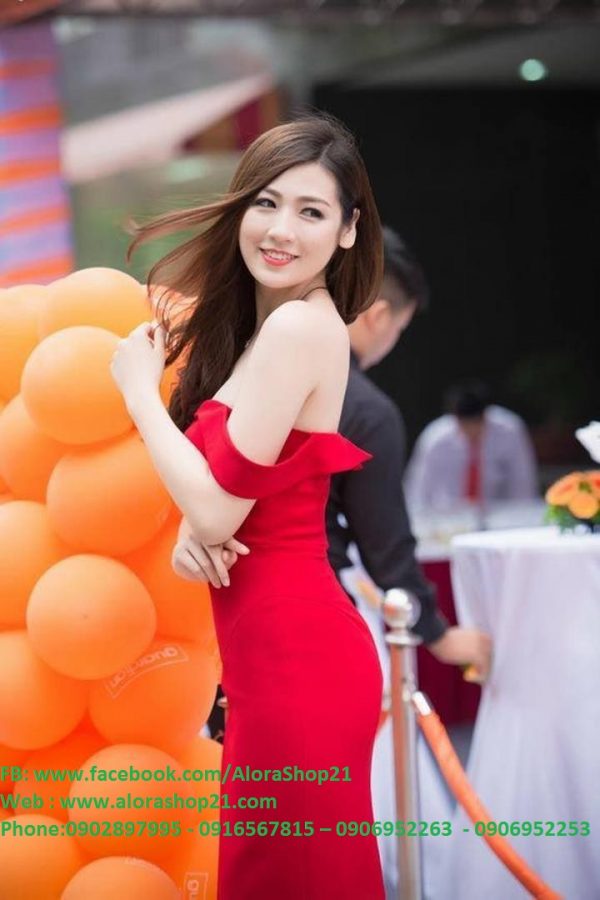 Đầm ôm trễ vai xinh xắn sexy như HH Tú Anh - DN14