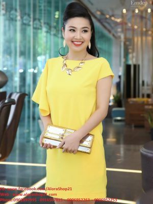 Đầm suông cách điệu 1 bên tay xinh xắn như Lê Khánh - DN15