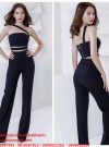 Set áo ống kiểu cut out với vai chéo phối quần ống suông lưng cao - J12