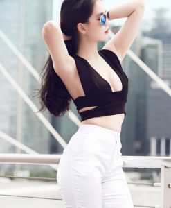 Set áo croptop sát nách cut out sexy và quần ống ôm sexy sành điệu – J15