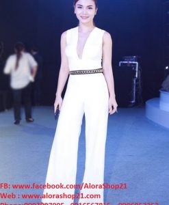 Jumpsuit dài khoét cổ V sâu tôn dáng như Yến Trang - J24