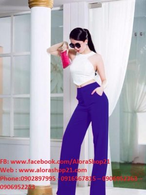 Đồ bay quần ống suông dài áo croptop cách điệu - J30