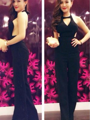 Jumpsuit dài cổ yếm hở lưng sexy quyến rũ - J37