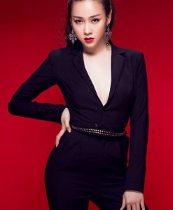 Jumpsuit tay dài khoét ngực sâu sexy sành điệu - J40