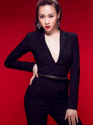 Jumpsuit tay dài khoét ngực sâu sexy sành điệu - J40