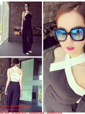 Đồ bay jumpsuit dài thiết kế cổ yếm sang trọng như Ngọc Trinh - J46