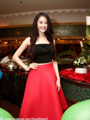 Bộ áo crop top nơ và chân váy xòe Linh Chi xinh xắn - JL10