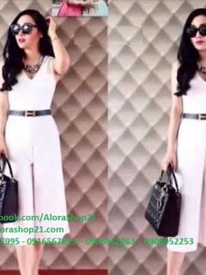 Jumpsuit lửng cổ chữ V quần ống rộng thời trang sành điệu - JL21