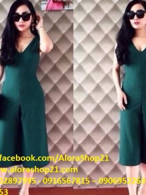 Jumpsuit lửng cổ chữ V quần ống rộng thời trang sành điệu - JL21