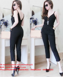 Jumpsuit áo 2 dây phối quần lửng trẻ trung sành điệu - JL22