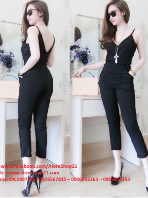 Jumpsuit áo 2 dây phối quần lửng trẻ trung sành điệu - JL22